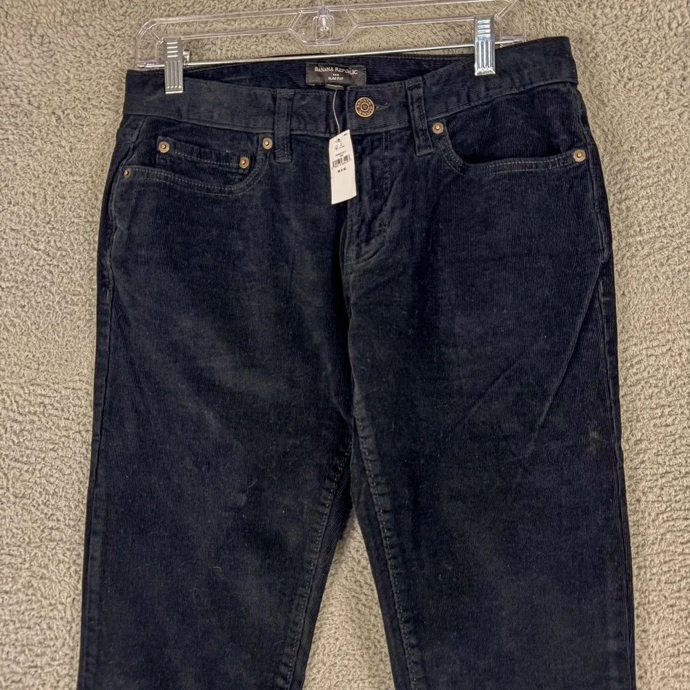 Banana Republic Corduroy Pants Mens 30x32 Black Slim Fit Washwell Stretch Casual